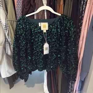 Emily McCarthy Emerald Green Sequin Top